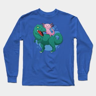 Axolotl Riding a T-Rex Long Sleeve T-Shirt